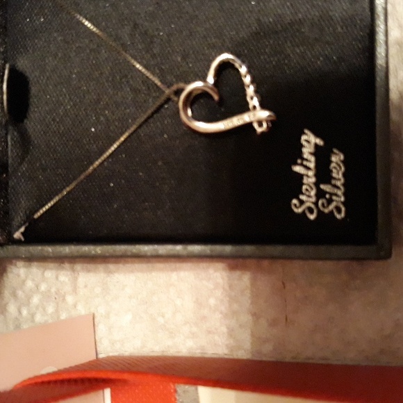 LUXE Diamond Sterling Silver  Heart Necklace 16"-18" Chain NEW NWT style 1 - Picture 4 of 6